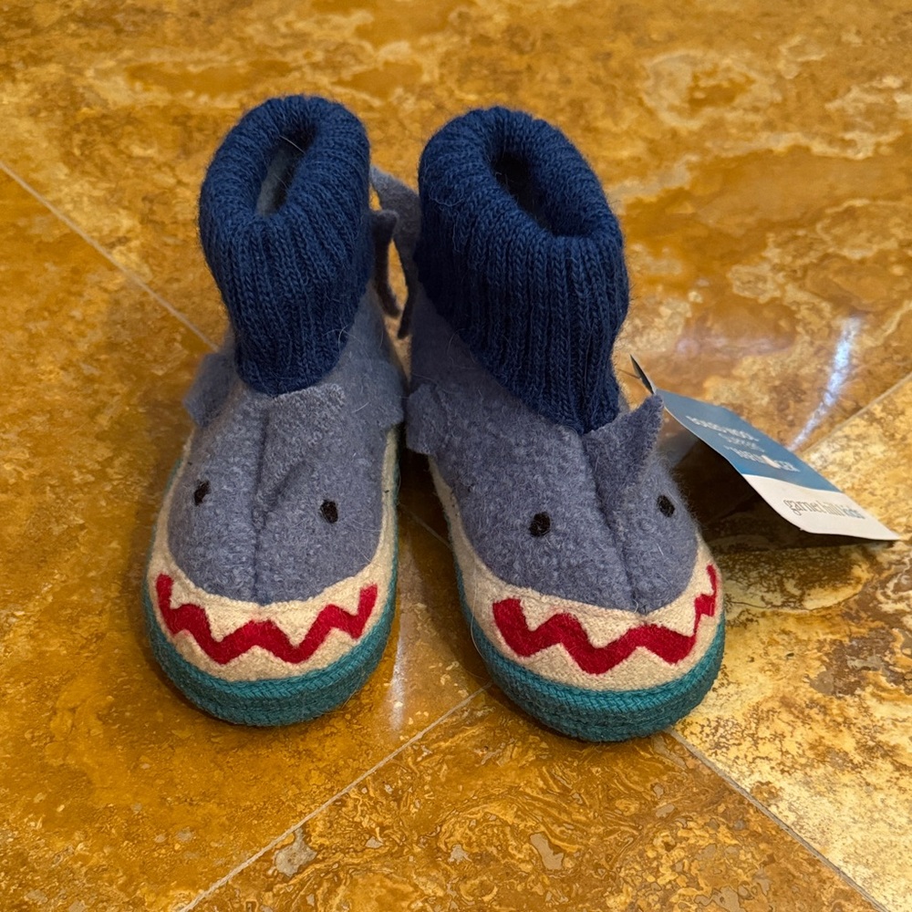 Haflinger Blue Shark Kids Slippers (Garnet Hill Kids)